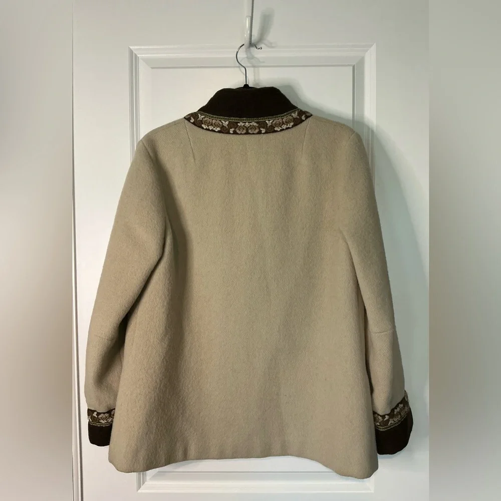 Vintage Fjord Fashion Women’s Wool Jacket Cream Brown Size 42